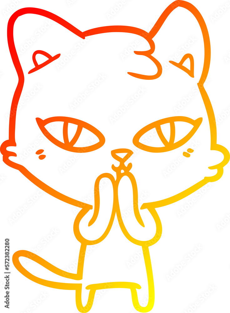 warm gradient line drawing cartoon cat warm gradient line drawing cartoon cat