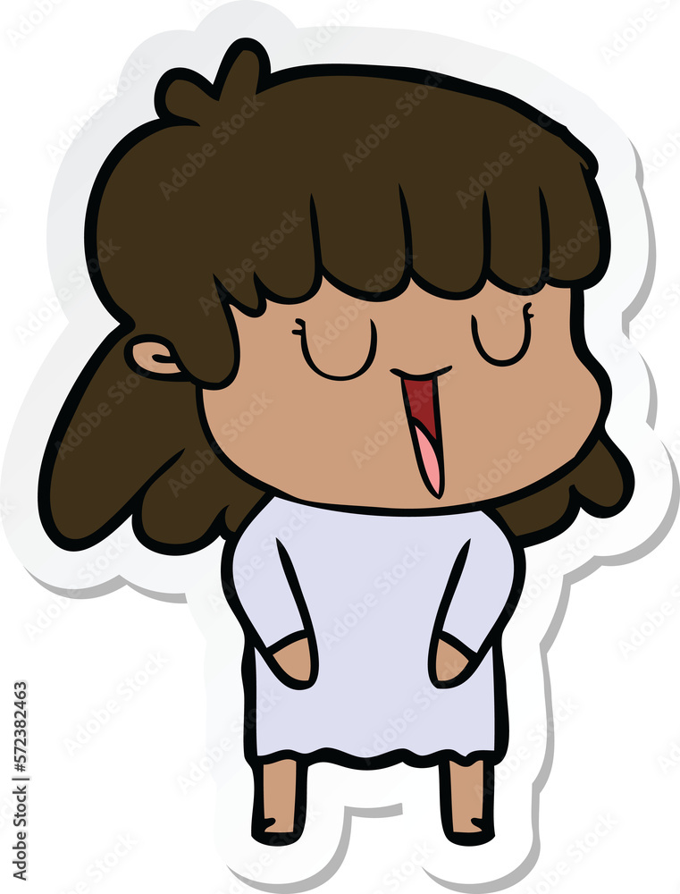 Fototapeta premium sticker of a cartoon woman laughing
