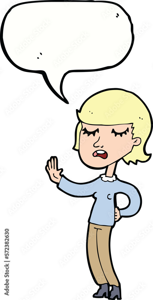 cartoon woman ignoring with speech bubble cartoon woman ignoring with speech bubble
