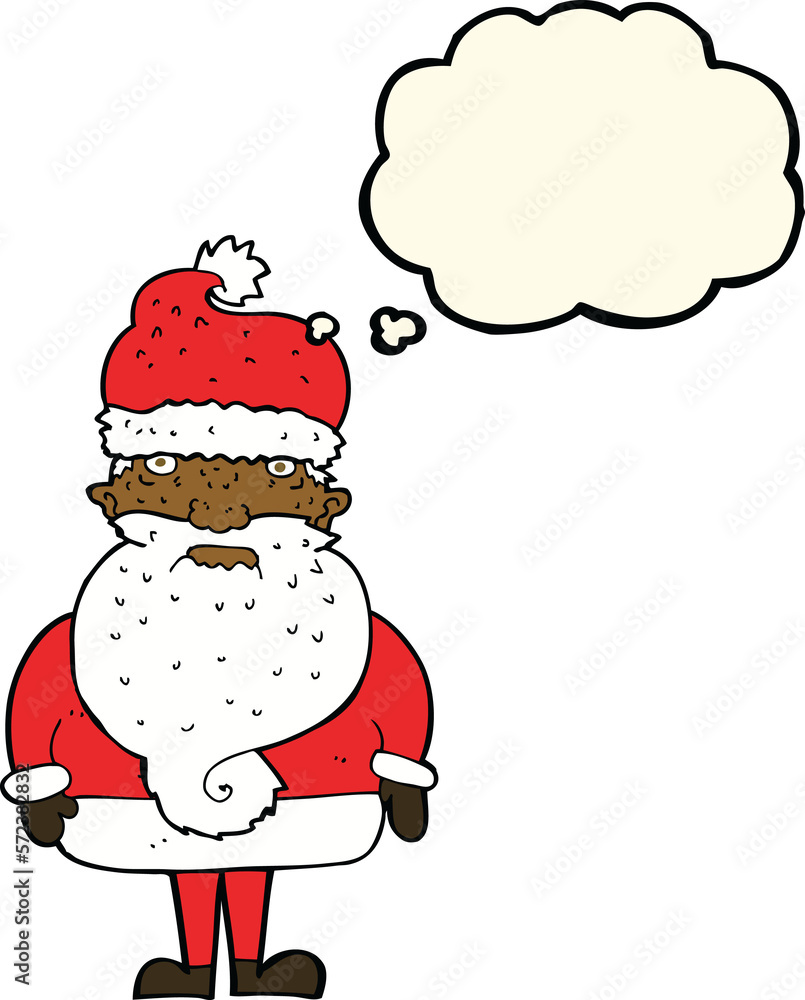 cartoon santa claus with thought bubble cartoon santa claus with thought bubble
