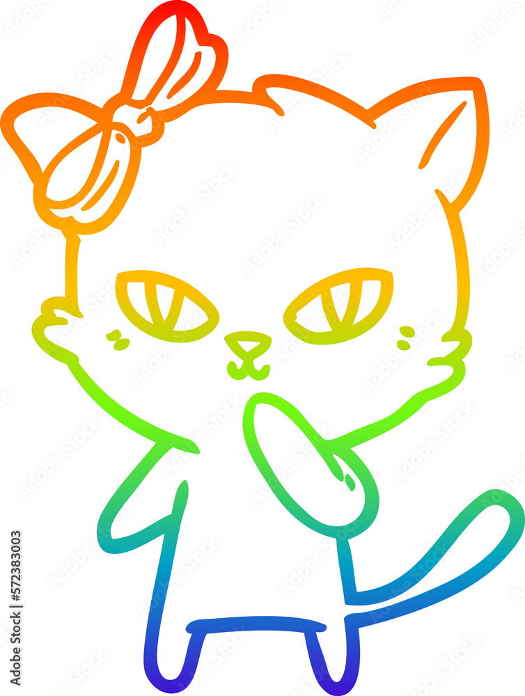rainbow gradient line drawing cute cartoon cat rainbow gradient line drawing cute cartoon cat