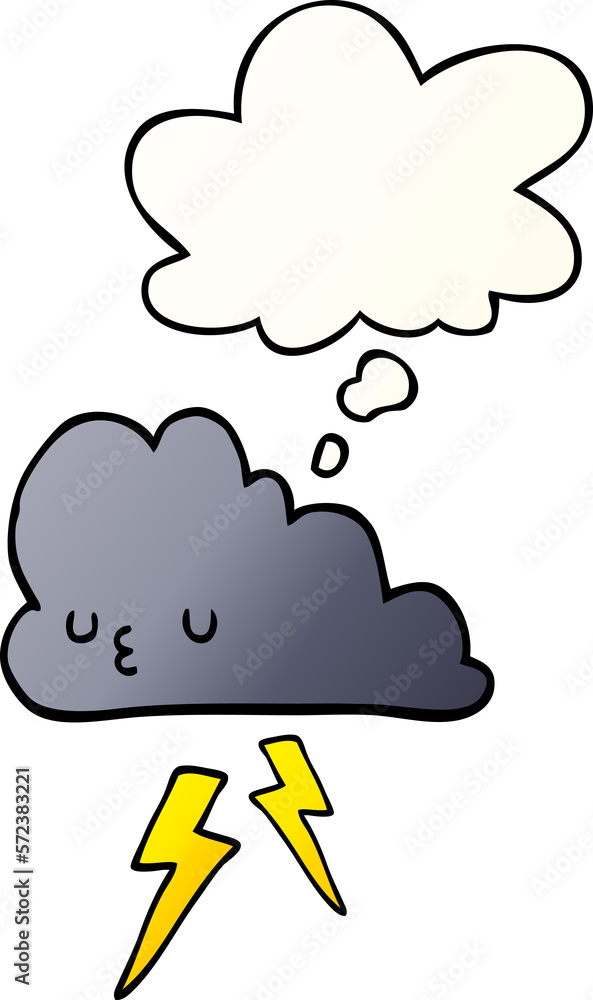 cartoon storm cloud and thought bubble in smooth gradient style cartoon storm cloud and thought bubble in smooth gradient style