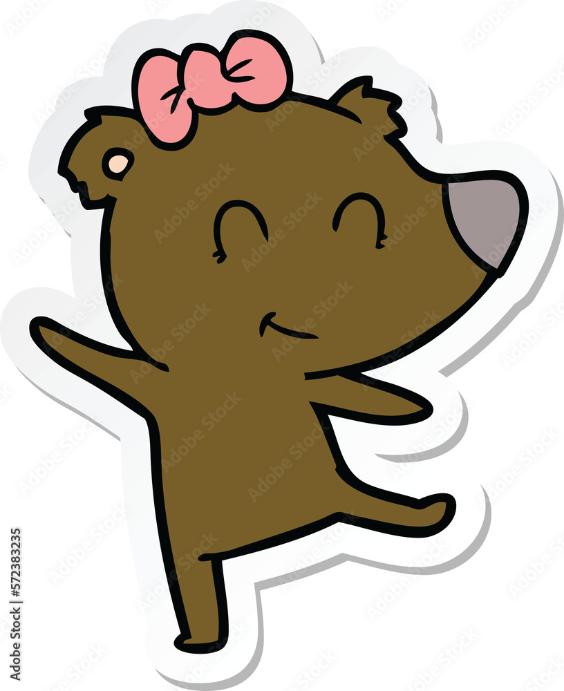 sticker of a female bear cartoon