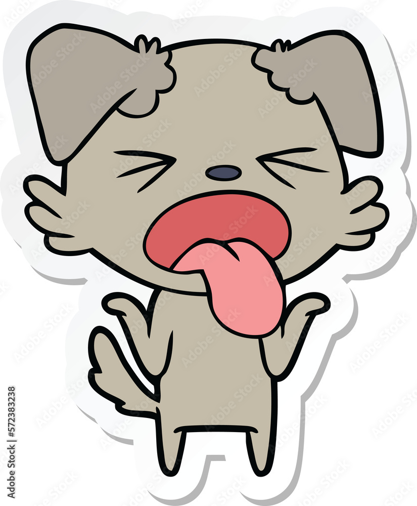sticker of a cartoon disgusted dog shrugging shoulders sticker of a cartoon disgusted dog shrugging shoulders