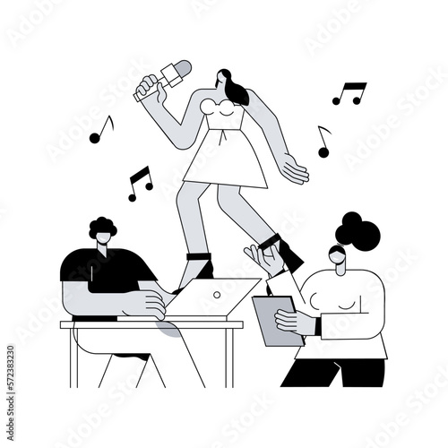 Role audition abstract concept vector illustration. Actor audition, acting skills demonstration, cinematography, main cast, talent search, introduction interview, leading role abstract metaphor.