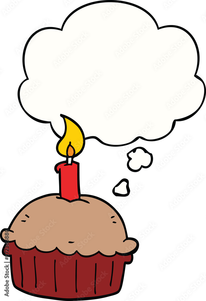 cartoon birthday cupcake and thought bubble cartoon birthday cupcake and thought bubble