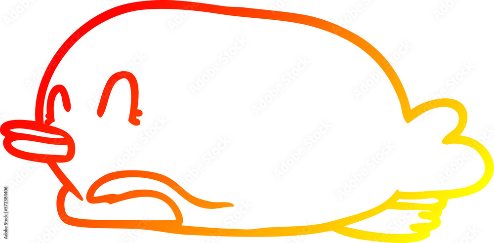 Fototapeta premium warm gradient line drawing penguin lying on belly