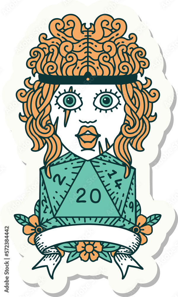 human barbarian with natural twenty dice roll sticker human barbarian with natural twenty dice roll sticker
