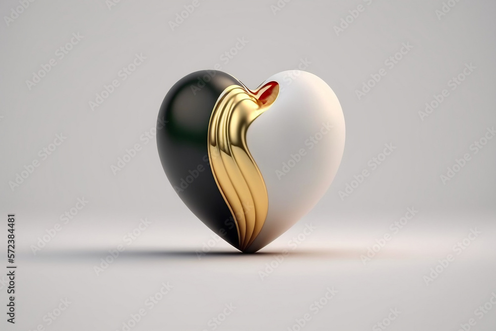 Perłowo antracytowe serce - symbol balansu - Pearl anthracite heart - a symbol of balance, Generative AI  - obrazy, fototapety, plakaty 