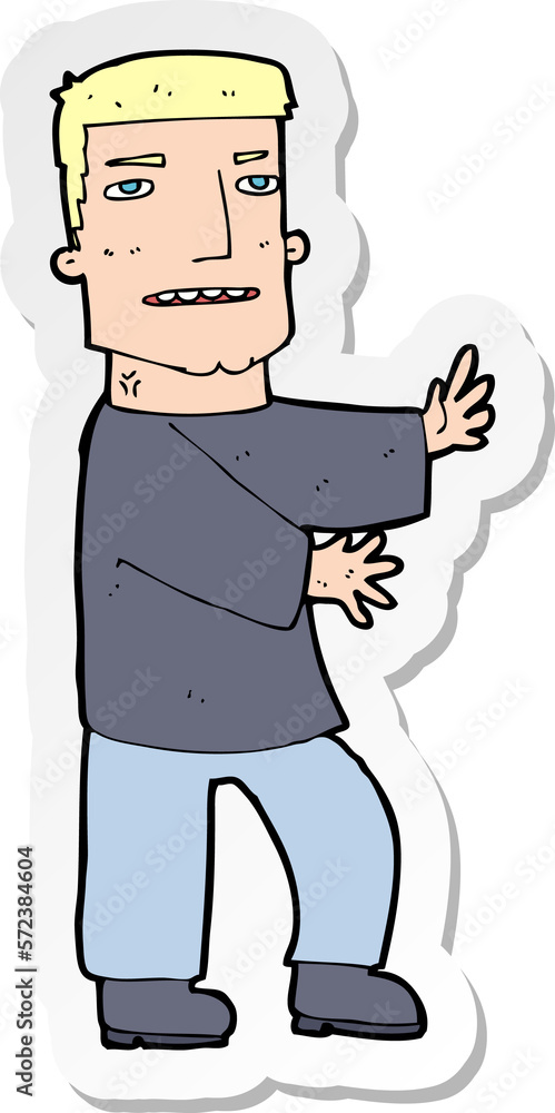 sticker of a cartoon man gesturing sticker of a cartoon man gesturing