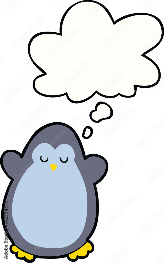 cartoon penguin and thought bubble cartoon penguin and thought bubble