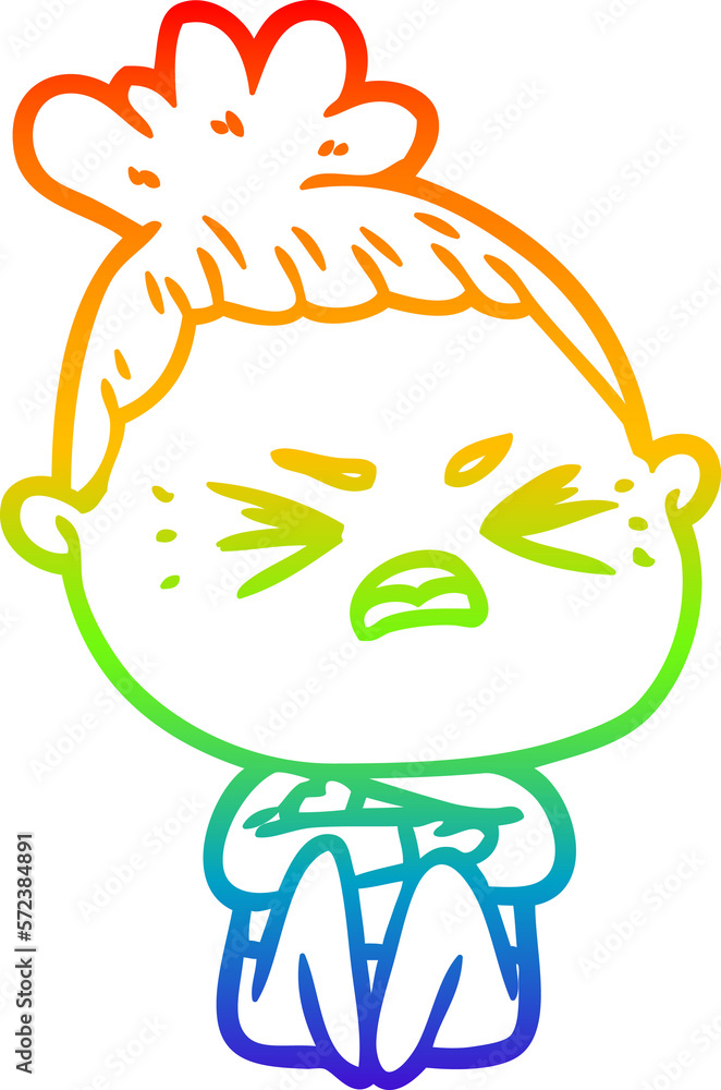rainbow gradient line drawing cartoon angry woman rainbow gradient line drawing cartoon angry woman