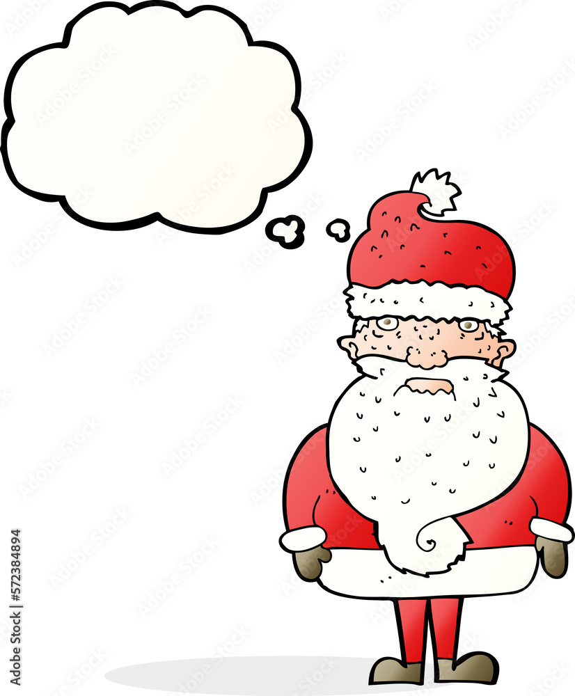 cartoon santa claus with thought bubble cartoon santa claus with thought bubble