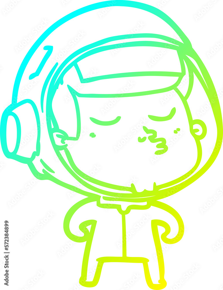 cold gradient line drawing cartoon confident astronaut cold gradient line drawing cartoon confident astronaut