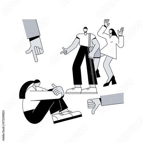 Marginalization abstract concept vector illustration. Social exclusion disadvantage, society fringe, less important, second class, gender stereotypes, school bullying, outcast abstract metaphor.