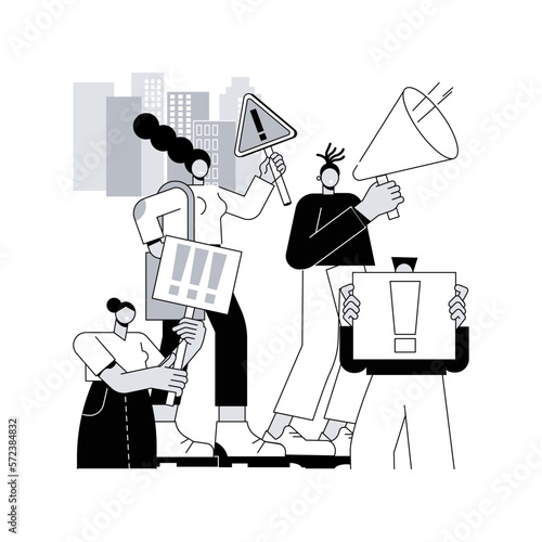 Social movement abstract concept vector illustration. Big crowd, mass protest, social or political change, group action, democratic movement, political rights, propaganda abstract metaphor.