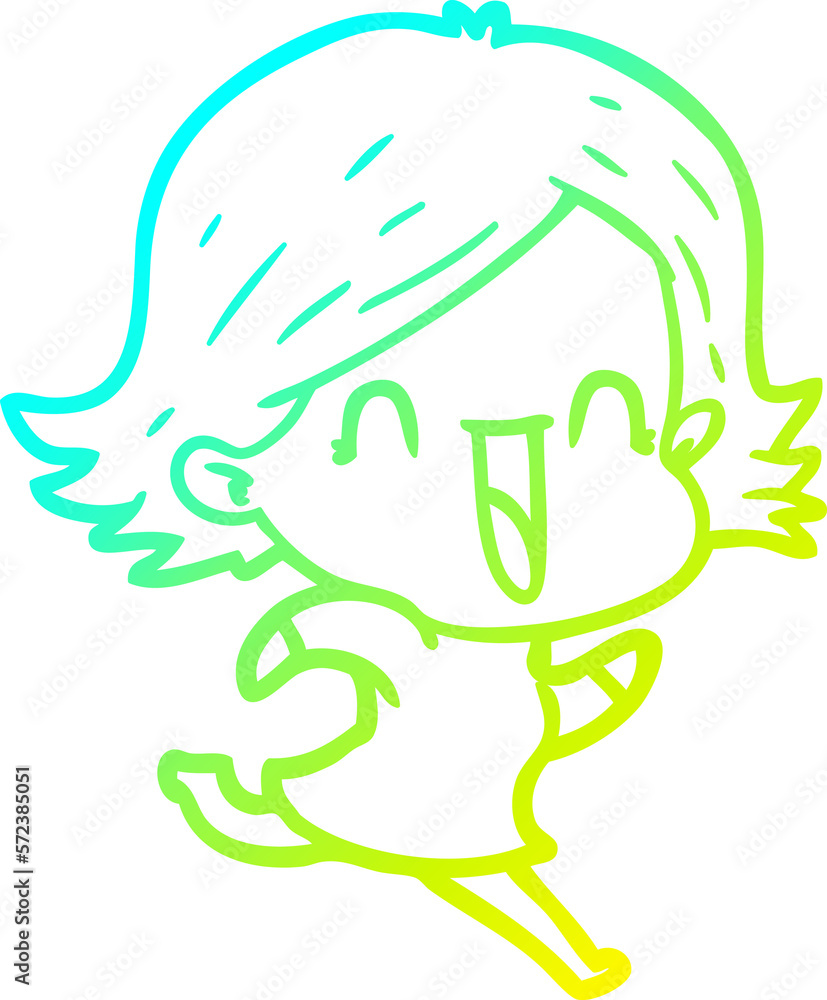 cold gradient line drawing cartoon happy woman cold gradient line drawing cartoon happy woman
