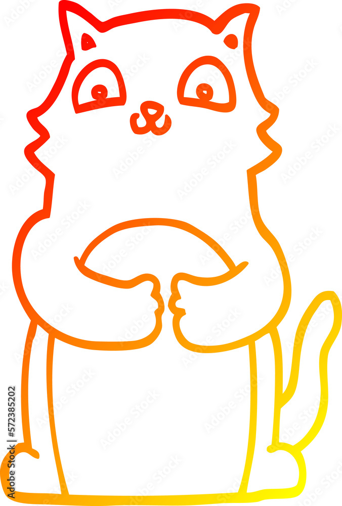 warm gradient line drawing cartoon cat warm gradient line drawing cartoon cat