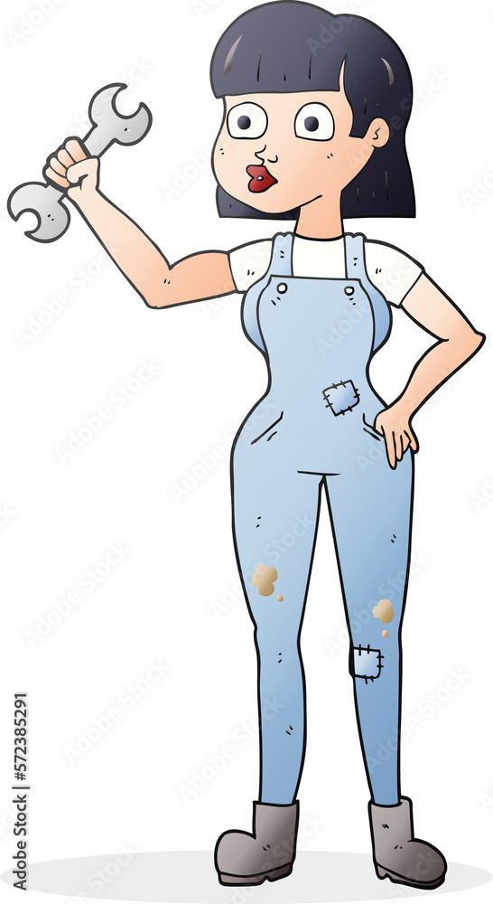 cartoon mechanic woman