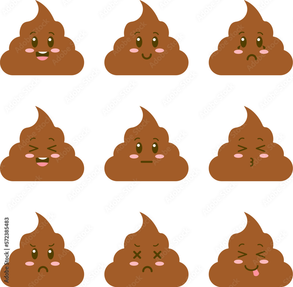 Cute happy smiling poop Kawaii character. Vector illustration Stock ...