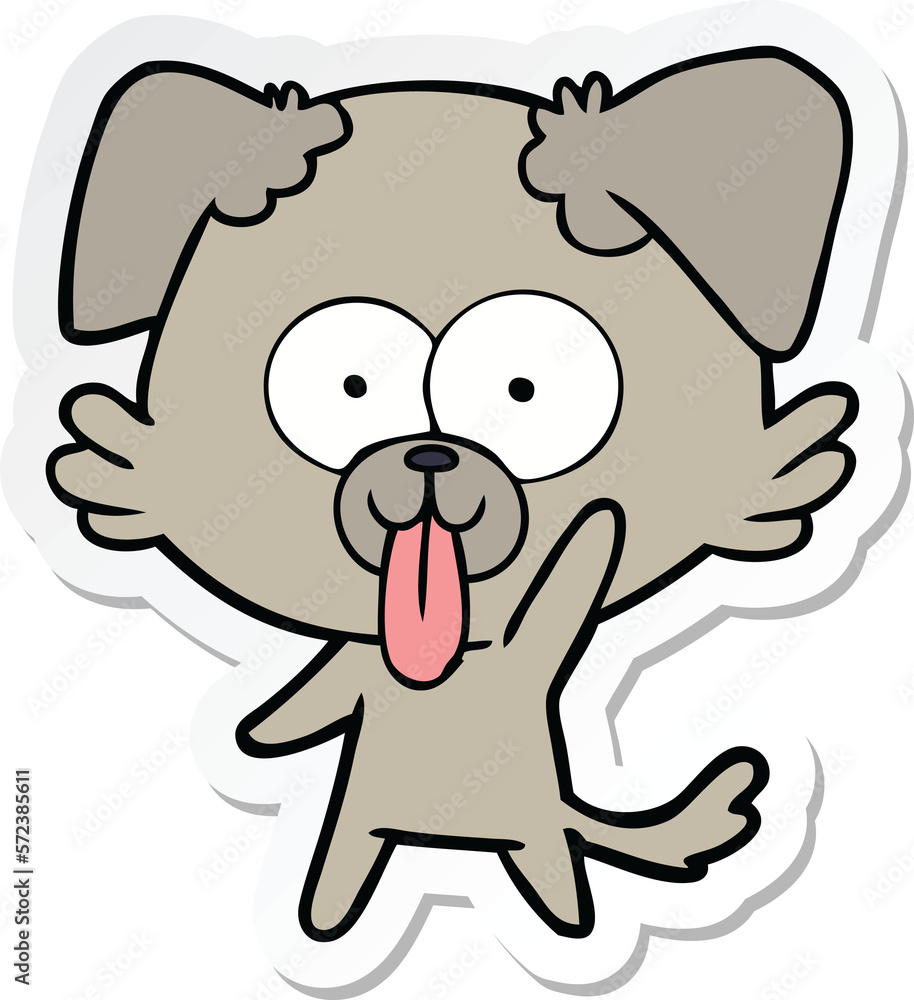 Fototapeta premium sticker of a cartoon dog with tongue sticking out