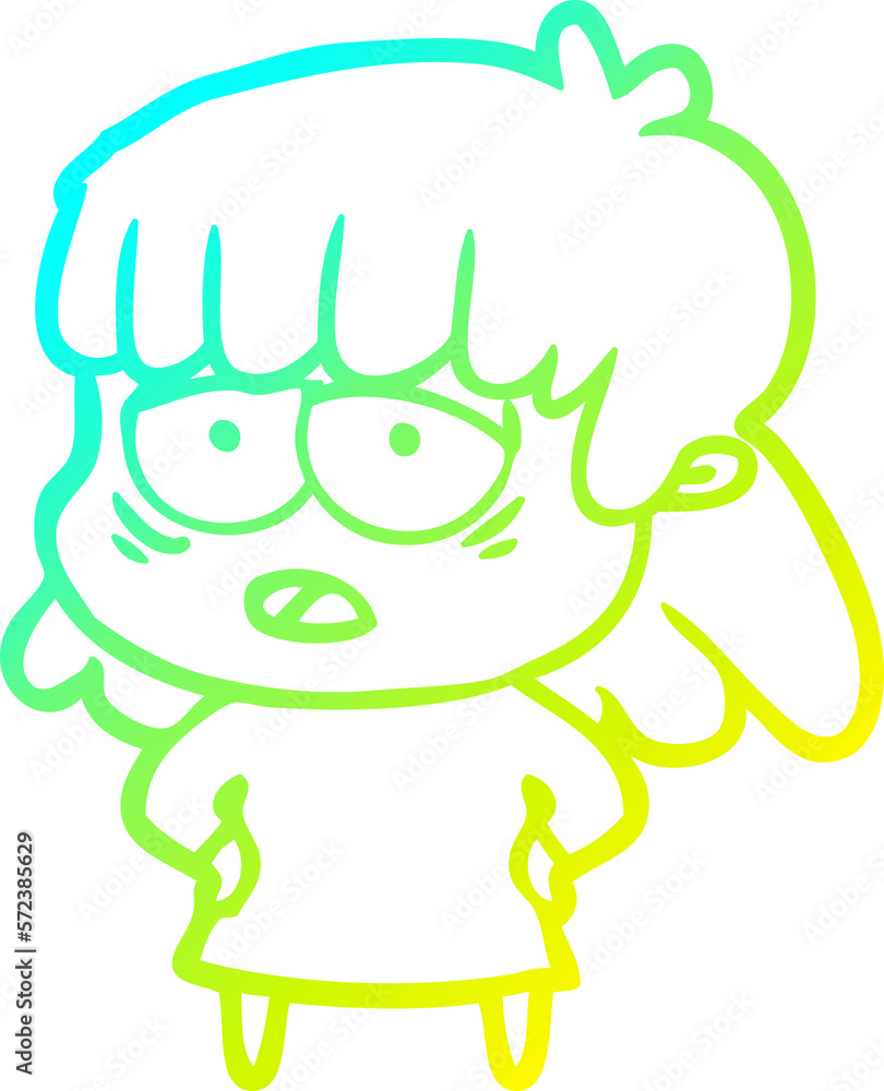cold gradient line drawing cartoon tired woman cold gradient line drawing cartoon tired woman