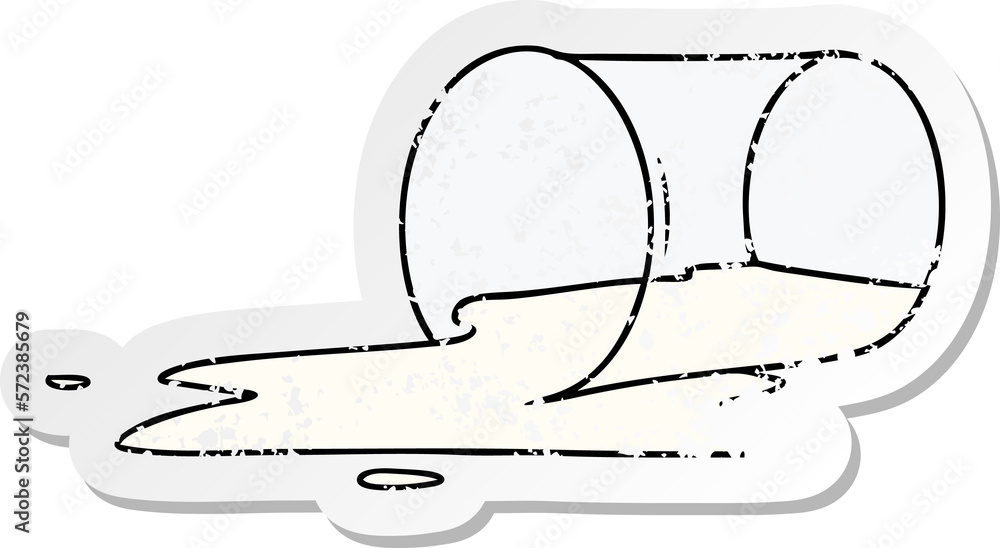 distressed sticker cartoon doodle of a spilt glass distressed sticker cartoon doodle of a spilt glass