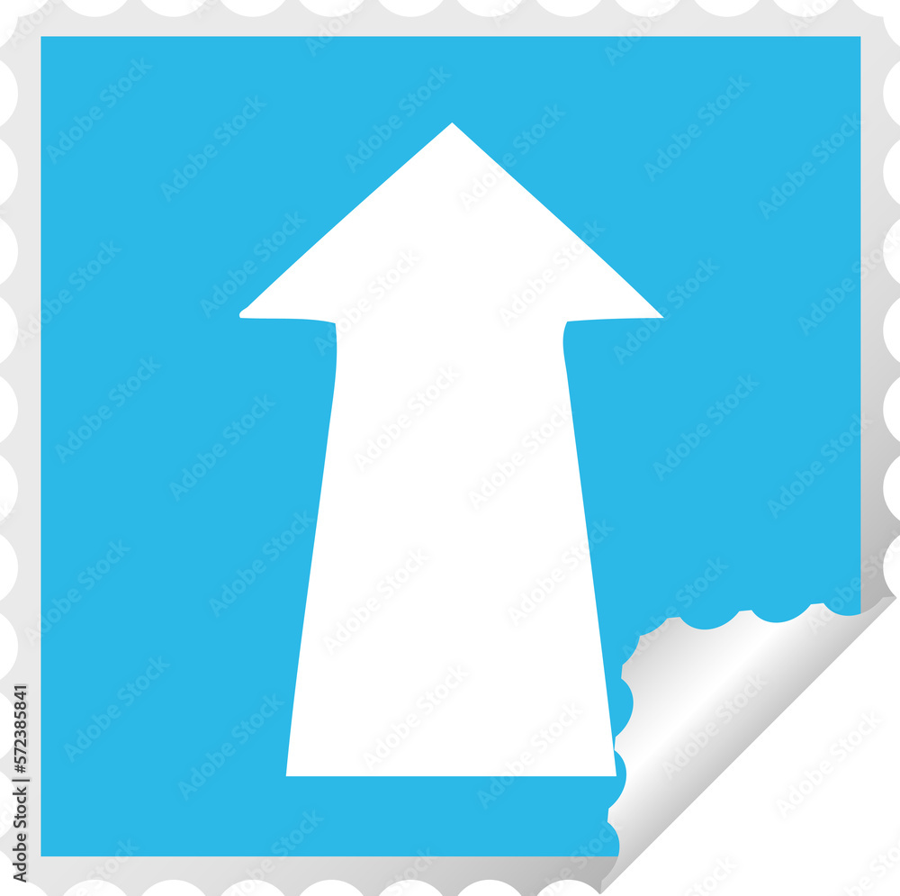 quirky square peeling sticker cartoon arrow