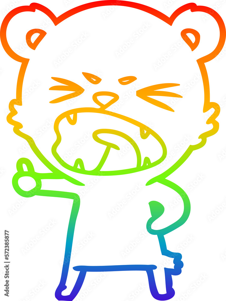 rainbow gradient line drawing angry cartoon bear rainbow gradient line drawing angry cartoon bear