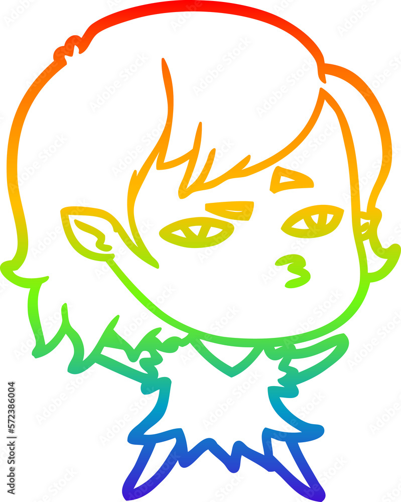 rainbow gradient line drawing cartoon vampire girl rainbow gradient line drawing cartoon vampire girl