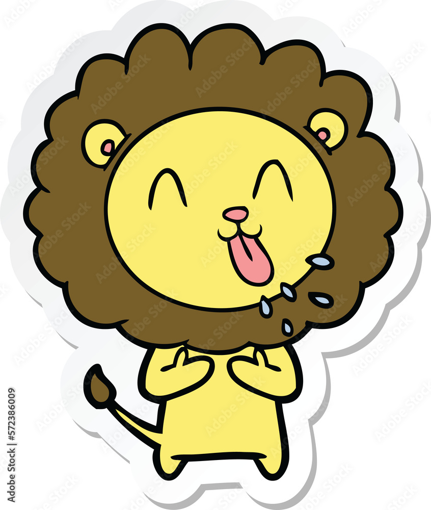 sticker of a happy cartoon lion sticker of a happy cartoon lion