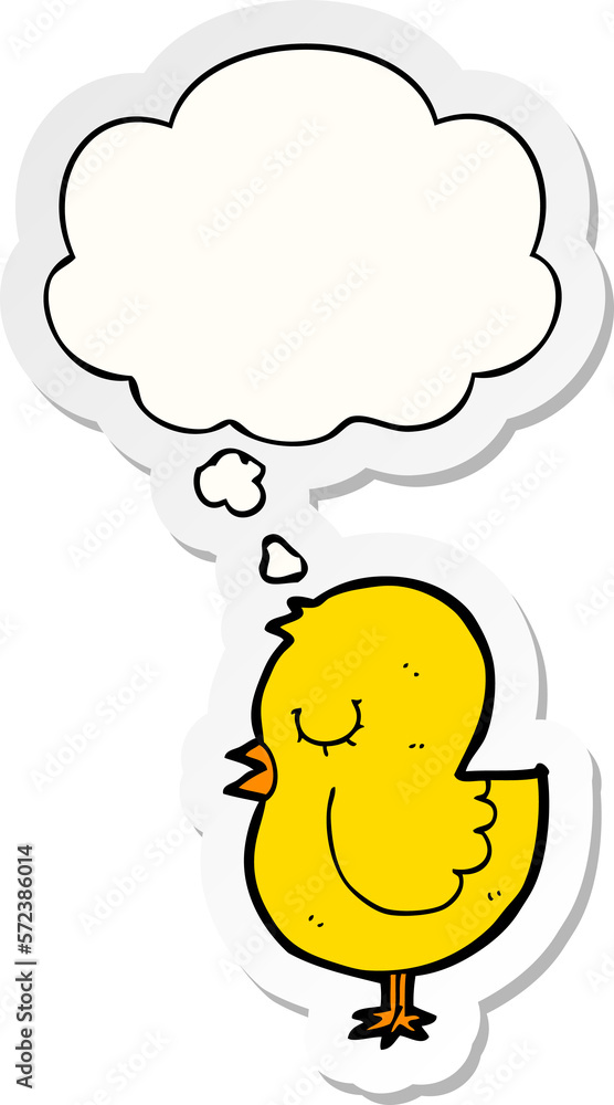 cartoon bird and thought bubble as a printed sticker cartoon bird and thought bubble as a printed sticker