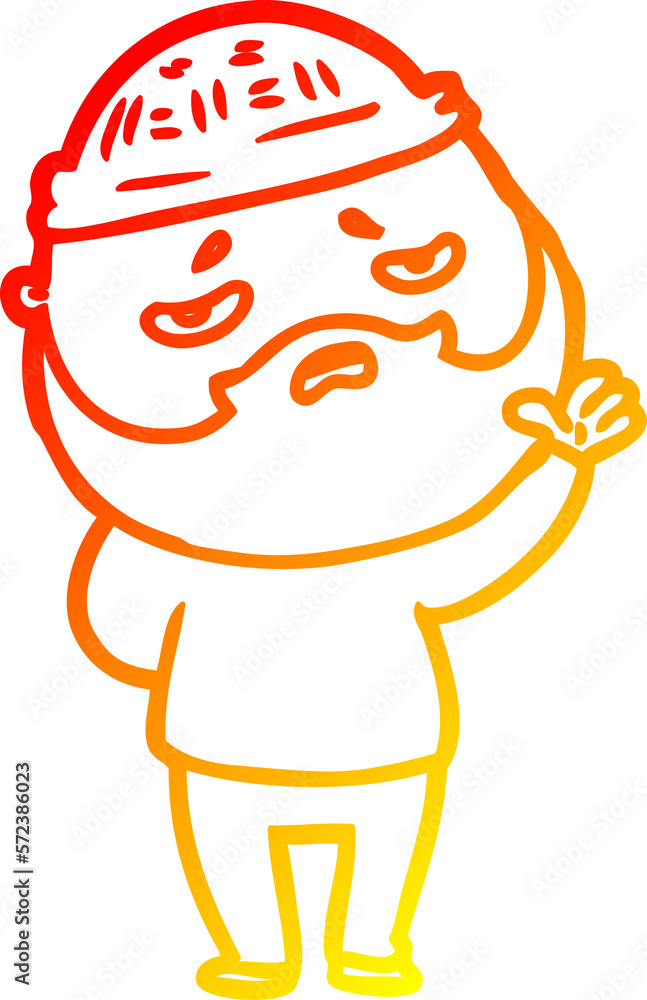 warm gradient line drawing cartoon worried man with beard warm gradient line drawing cartoon worried man with beard