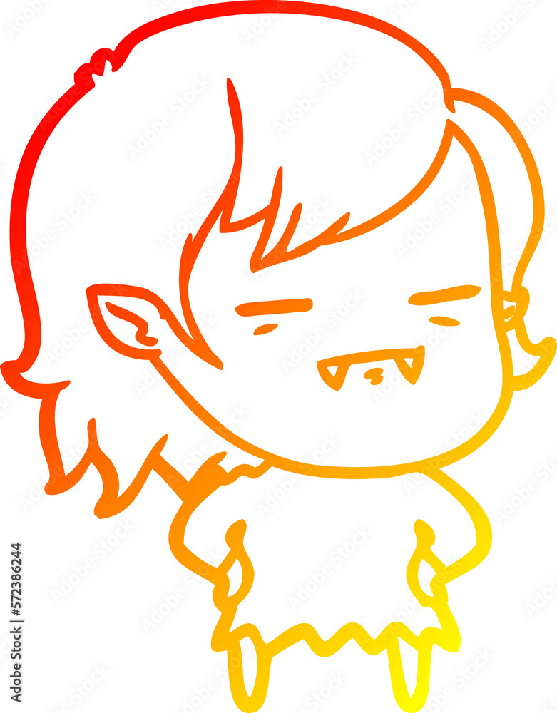 warm gradient line drawing cartoon undead vampire girl warm gradient line drawing cartoon undead vampire girl