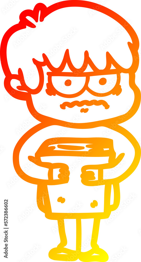 warm gradient line drawing annoyed cartoon boy warm gradient line drawing annoyed cartoon boy