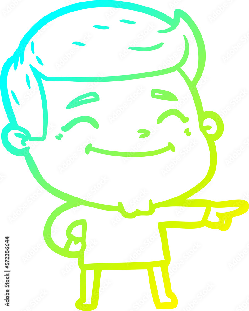 cold gradient line drawing happy cartoon man cold gradient line drawing happy cartoon man