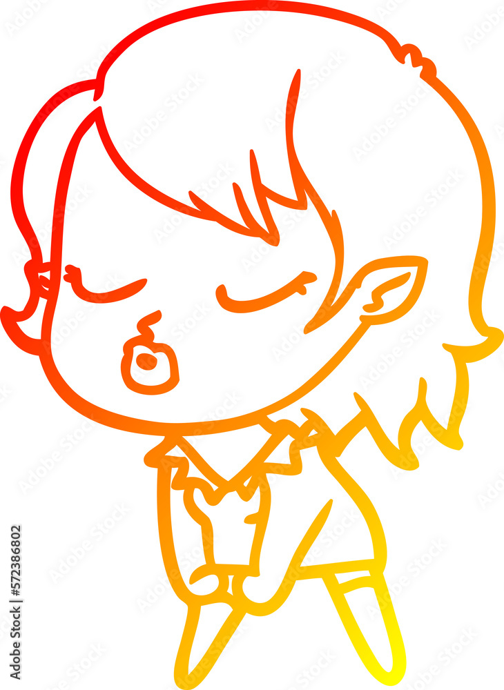 warm gradient line drawing cute cartoon vampire girl warm gradient line drawing cute cartoon vampire girl