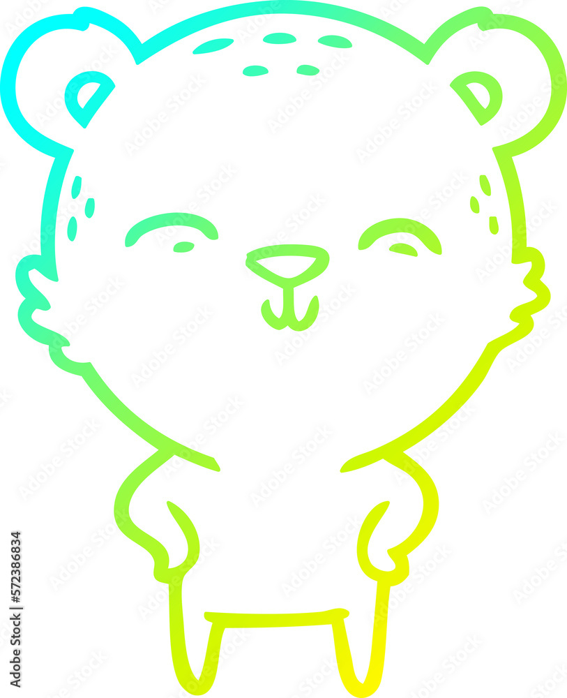 cold gradient line drawing happy cartoon bear with hands on hips cold gradient line drawing happy cartoon bear with hands on hips