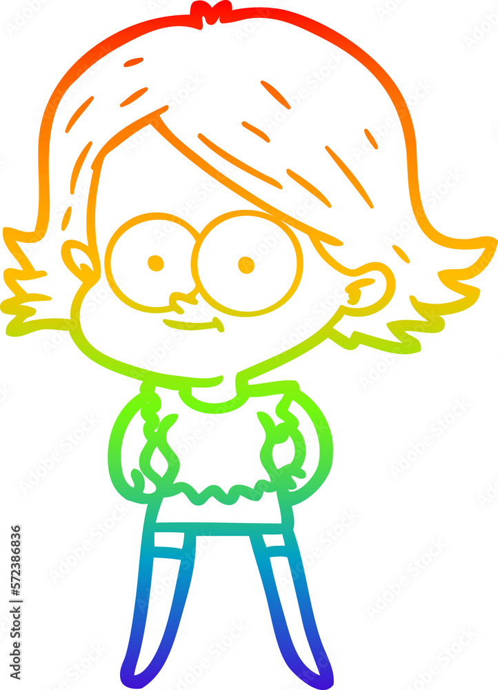 rainbow gradient line drawing happy cartoon girl rainbow gradient line drawing happy cartoon girl