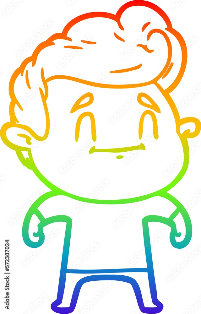 rainbow gradient line drawing happy cartoon man rainbow gradient line drawing happy cartoon man