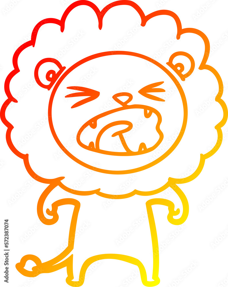 warm gradient line drawing cartoon angry lion warm gradient line drawing cartoon angry lion