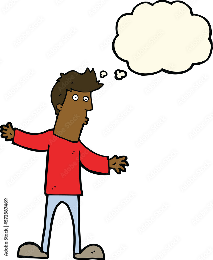 cartoon curious man with thought bubble cartoon curious man with thought bubble