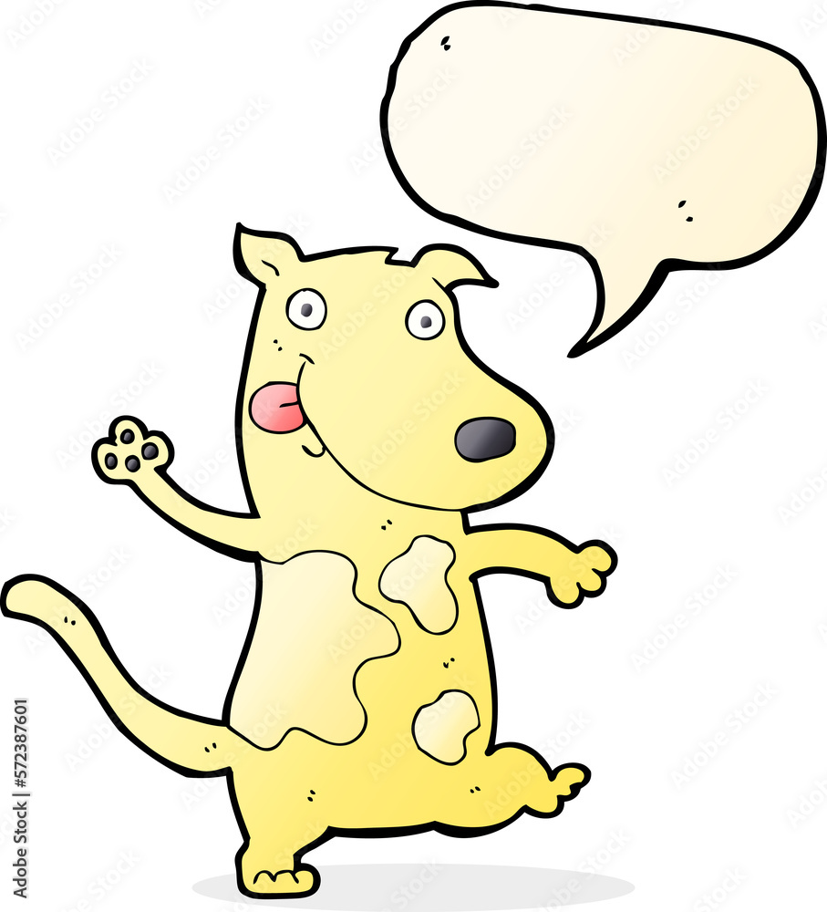 cartoon happy dog with speech bubble cartoon happy dog with speech bubble
