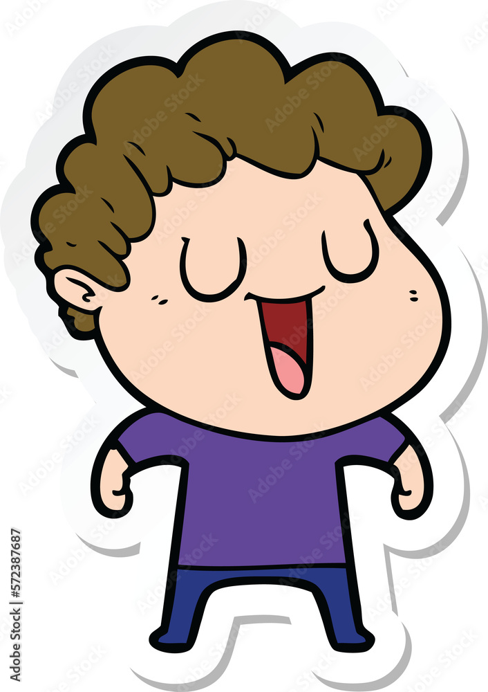 sticker of a laughing cartoon man sticker of a laughing cartoon man