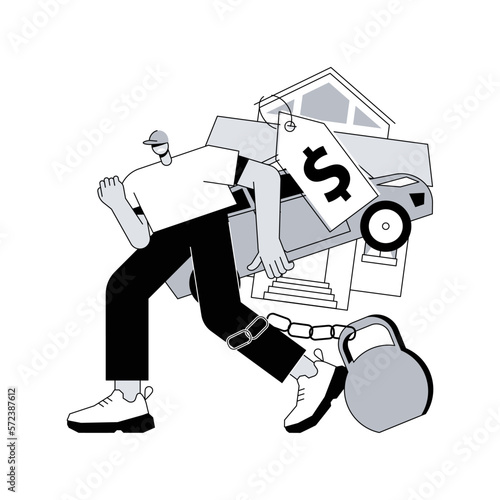 Debt burden abstract concept vector illustration. Public debt, mortgage burden, student loan forbearance, future generation problem, monthly credit payment, developing countries abstract metaphor.