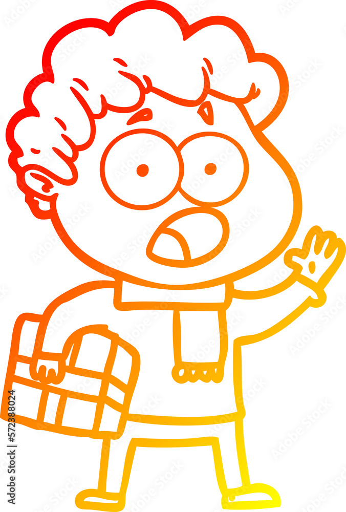 warm gradient line drawing cartoon man gasping in surprise warm gradient line drawing cartoon man gasping in surprise