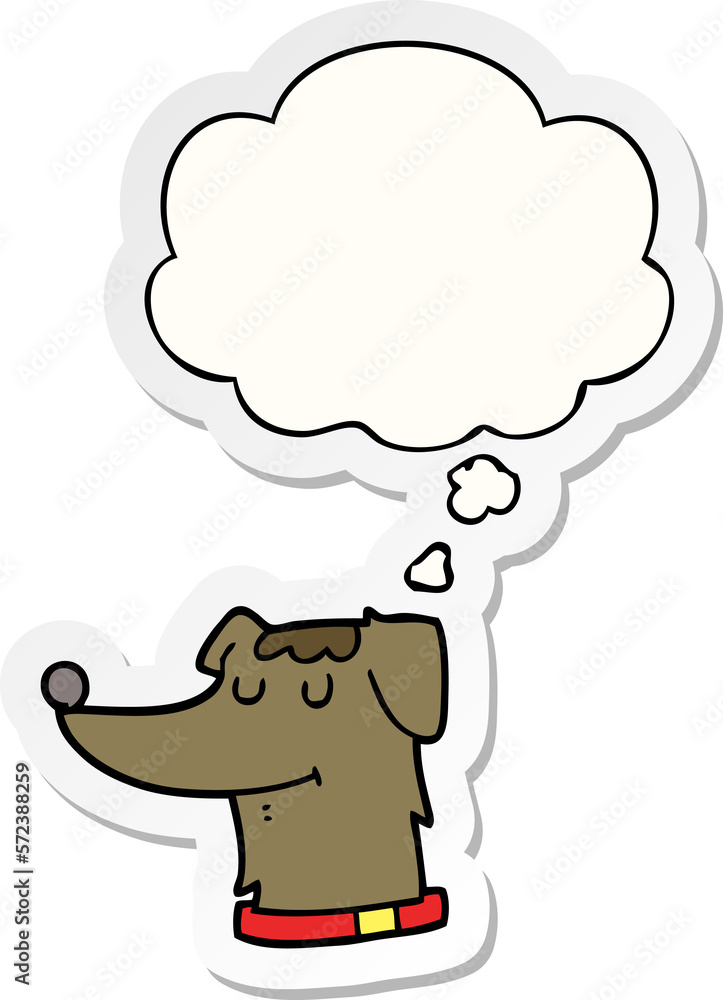cartoon dog and thought bubble as a printed sticker cartoon dog and thought bubble as a printed sticker