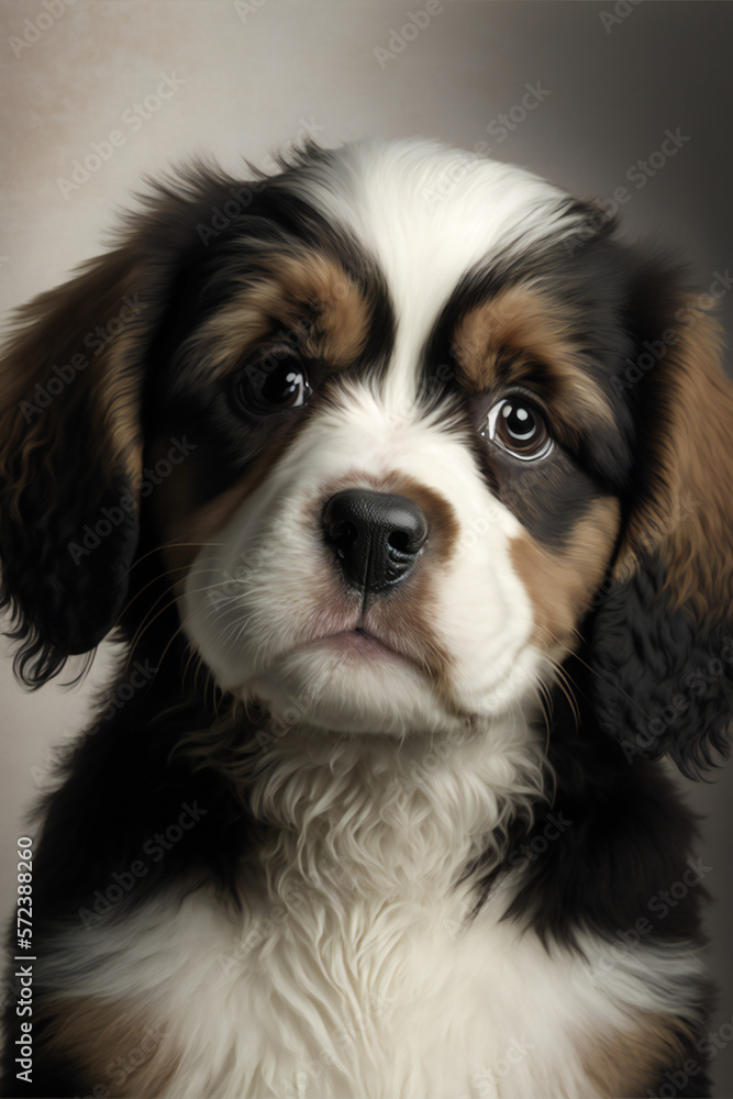 cavalier king charles spaniel puppy - Cute puppy - Created with Generative AI technology.