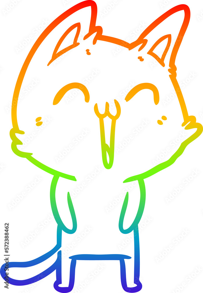 rainbow gradient line drawing happy cartoon cat rainbow gradient line drawing happy cartoon cat