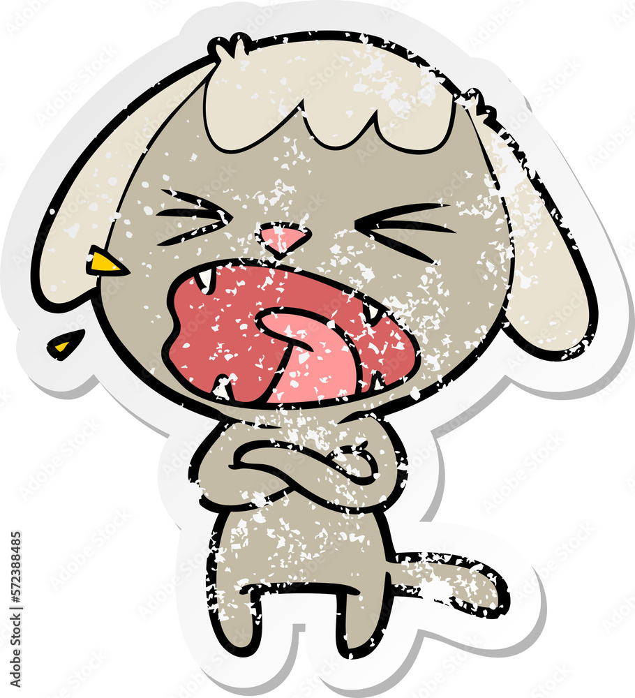 Fototapeta premium distressed sticker of a cute cartoon dog